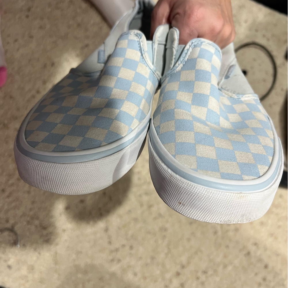 Women’s white light blue checkered Vans 8.5 - Picture 10 of 10